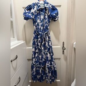 Diane Von Furstenberg Queena Tie Belt Stretch Cotton Midi Dress XS